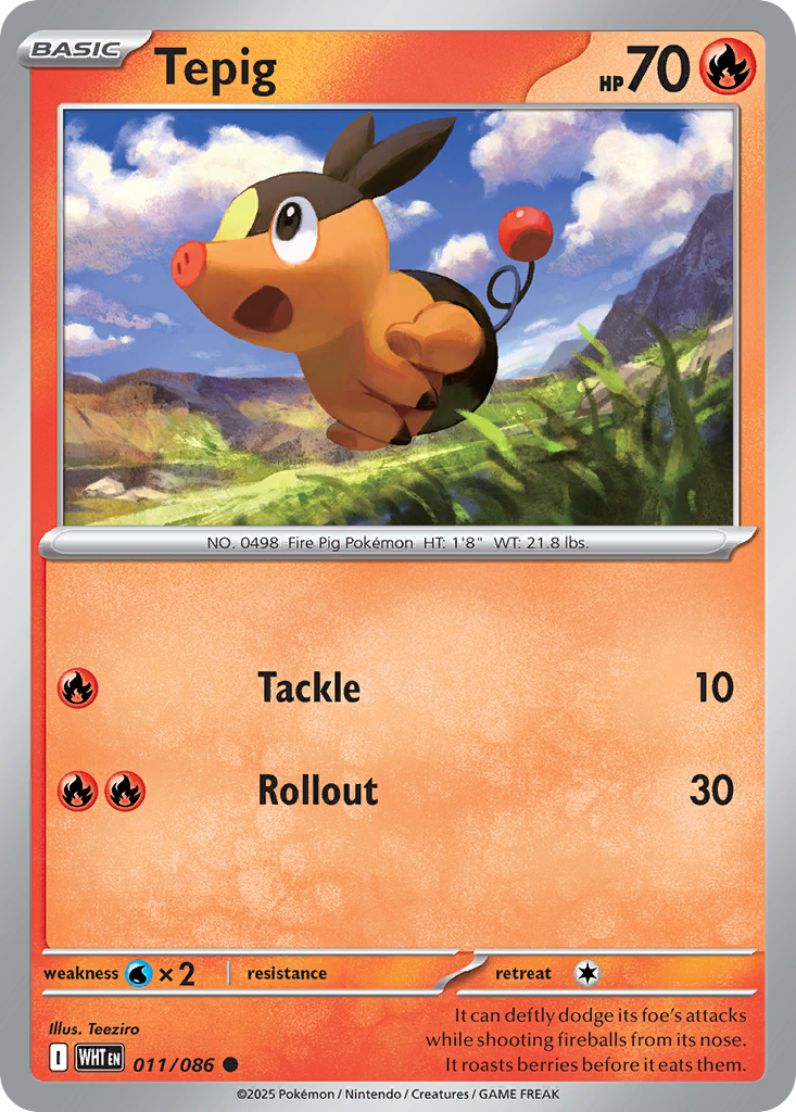 Pokémon Tepig Common 011/086 White Flare PSA 10