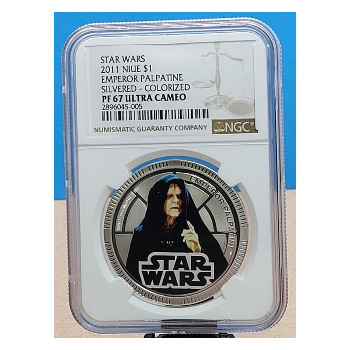 Niue Star Wars Emperor Palpatine Darth Sidious $1 Silvered Coin NGC PF67 Ultra Cameo