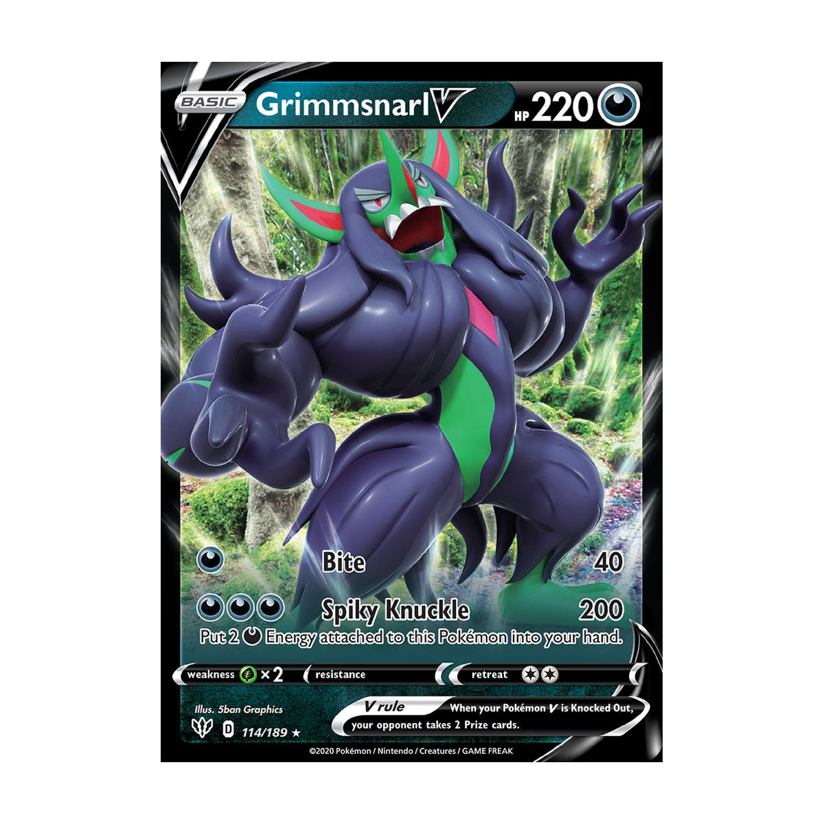 Pokémon Grimmsnarl V 114/189 Darkness Ablaze PSA 10