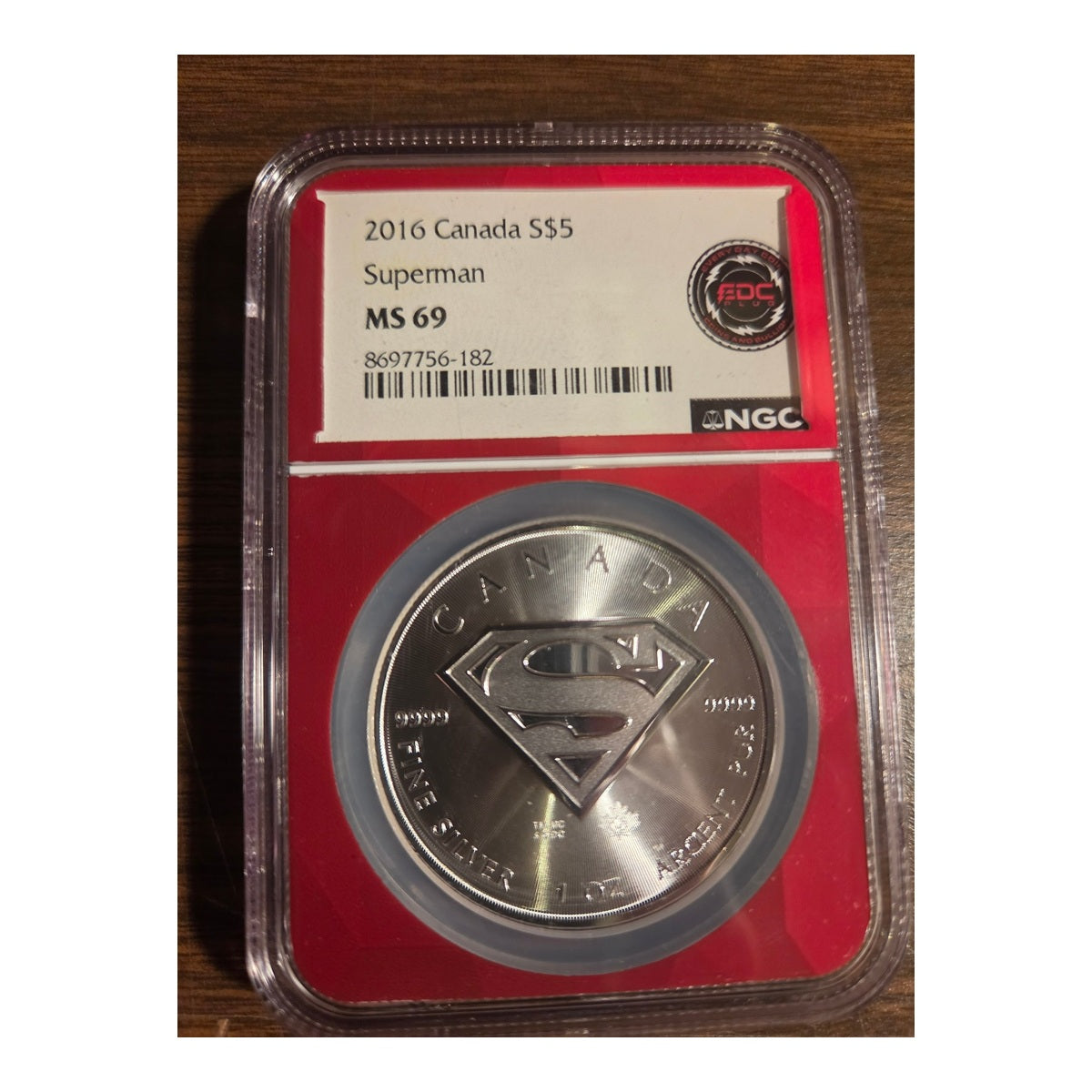 Canada 2016 $5 Superman 1 oz Silver Commemorative Coin NGC MS69