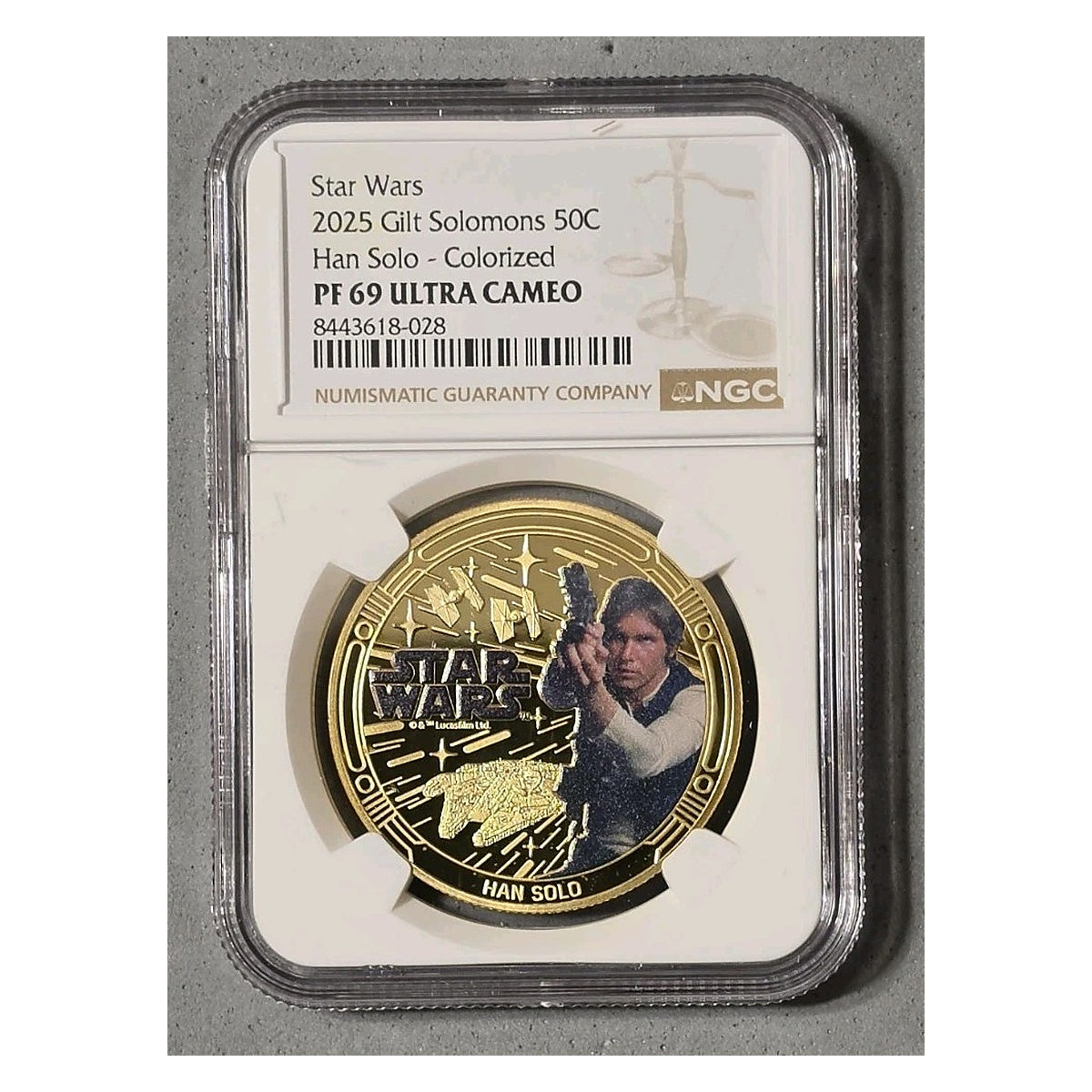 Solomon Islands Star Wars Han Solo 1/2 Dollar Colorized Coin NGC PF69 Ultra Cameo