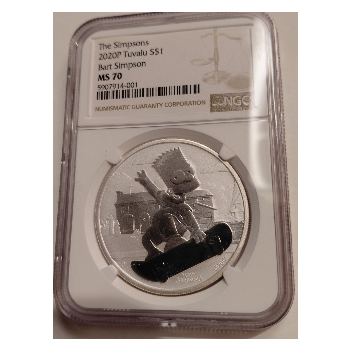 The Simpsons Bart Simpson $1 1 oz .9999 Silver Coin NGC MS70