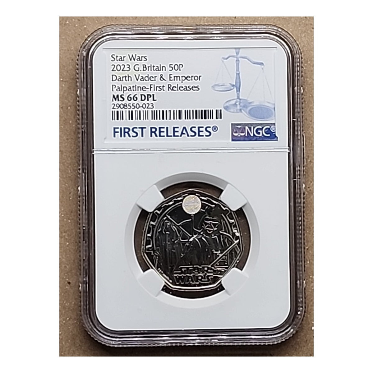 Great Britain Star Wars Darth Vader & Emperor Palpatine 50 Pence Coin NGC MS66 DPL First Releases