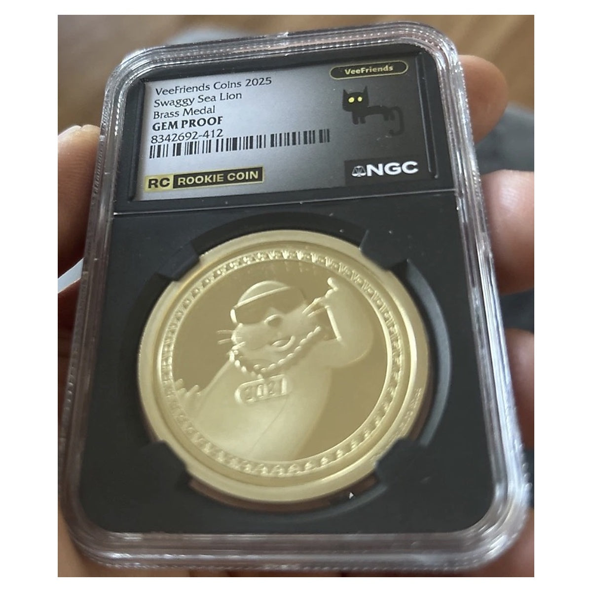 VeeFriends Swaggy Sea Lion Brass Medal NGC GEM PROOF