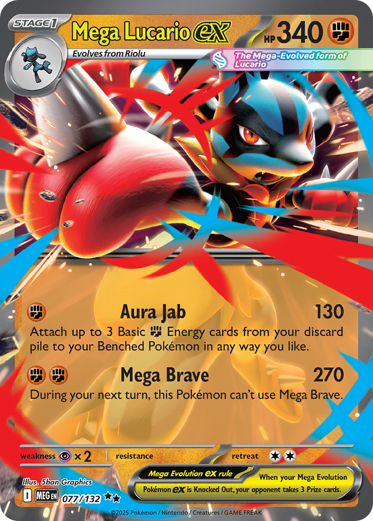 Pokémon Mega Lucario ex 077/132 — Mega Evolution PSA 10