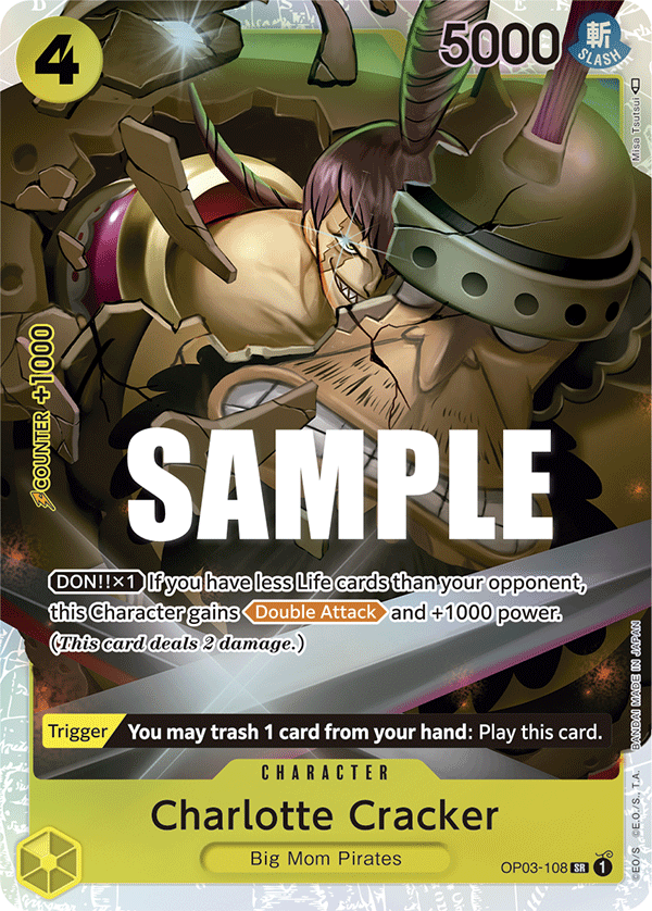 One Piece TCG Charlotte Cracker Alt Art OP03-108 PSA 10