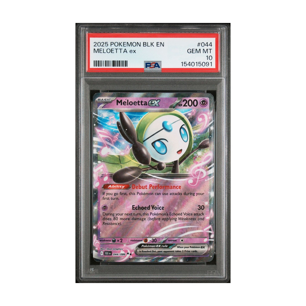 Pokémon Meloetta ex 044/086 Black Bolt Double Rare PSA 10