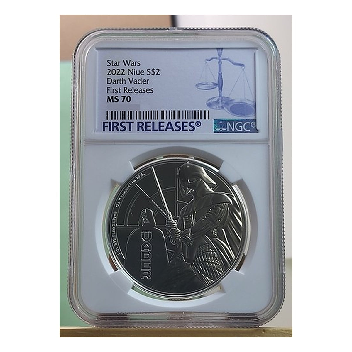 2022 NIUE 1 OZ $2 STAR WARS - DARTH VADER - NGC MS70 FR - .999 SILVER COIN