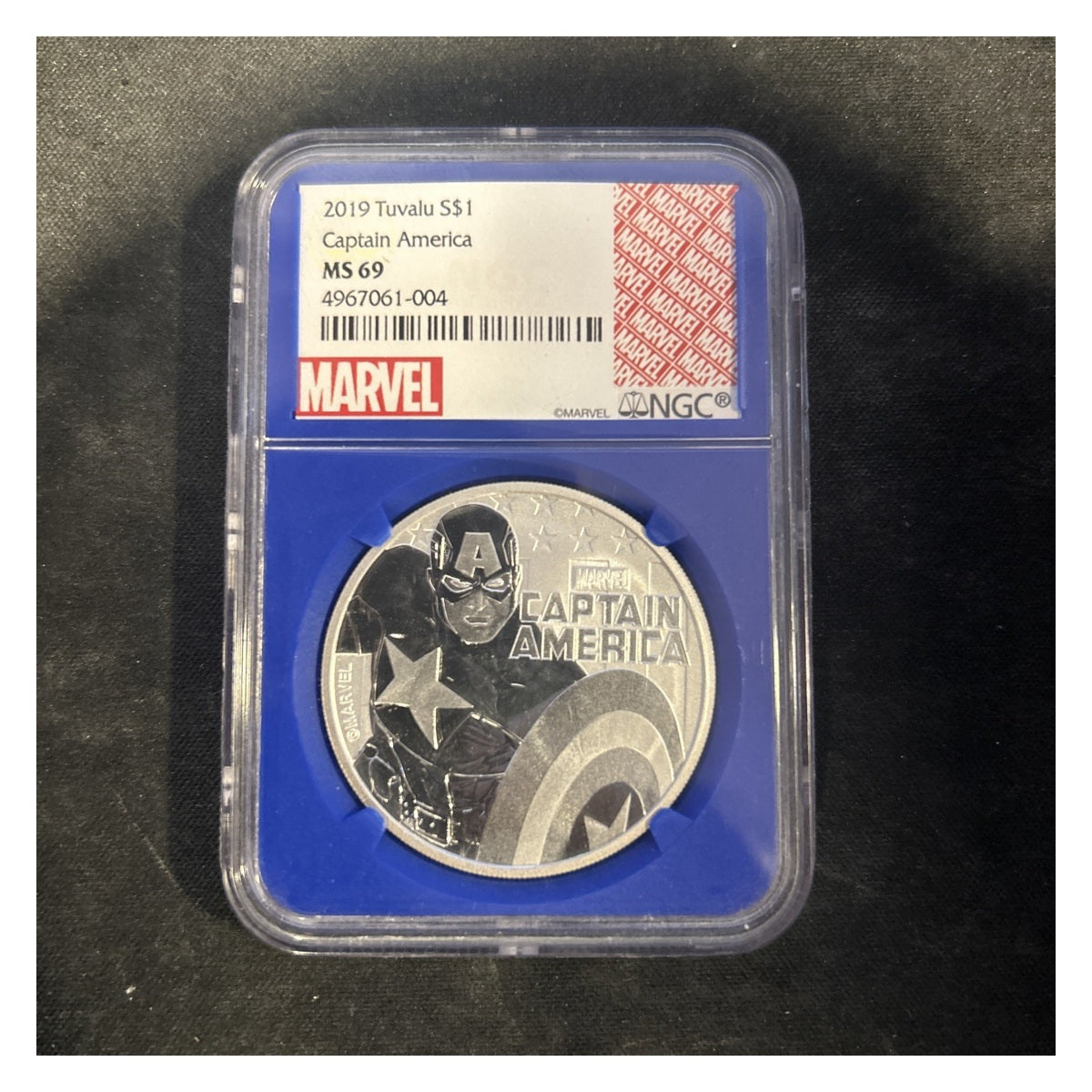 Tuvalu Marvel Captain America $1 1 oz .999 Silver Coin NGC MS69