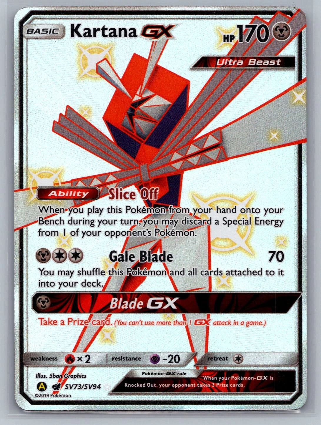 Pokémon Kartana SV33/SV94 Hidden Fates Shiny PSA 10