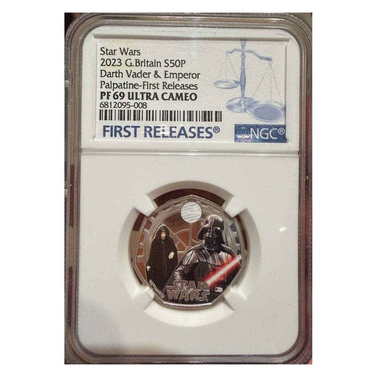 Great Britain Star Wars Darth Vader & Emperor Palpatine 50 Pence Silver Coin NGC PF69 Ultra Cameo