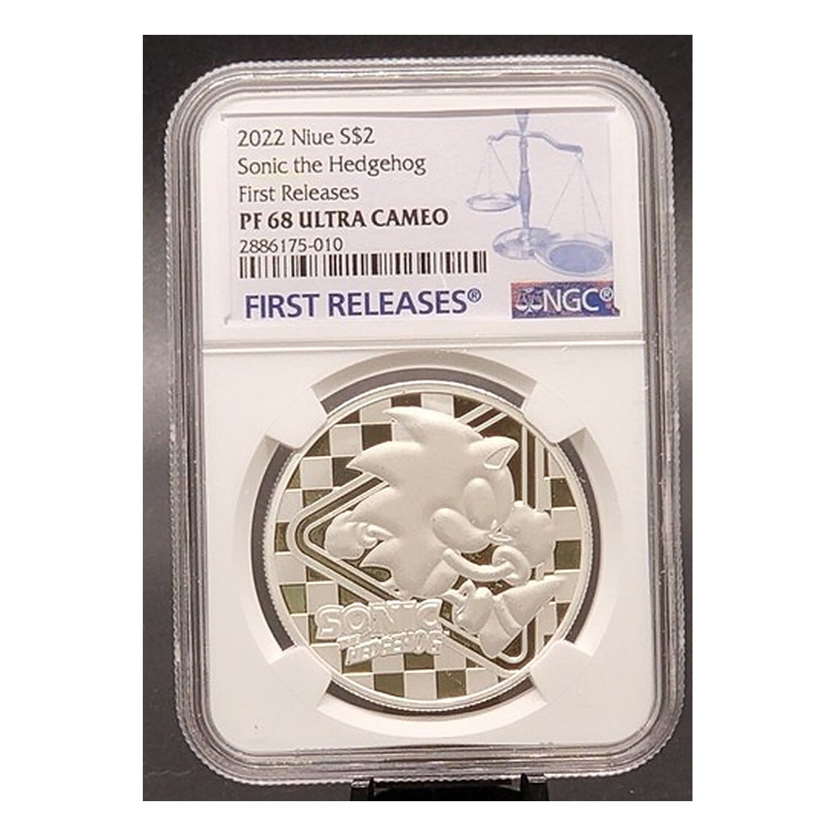 2022 NIUE 1 OZ $2 - SONIC THE HEDGEHOG - NGC PR68 FR - ERROR - .999 SILVER COIN