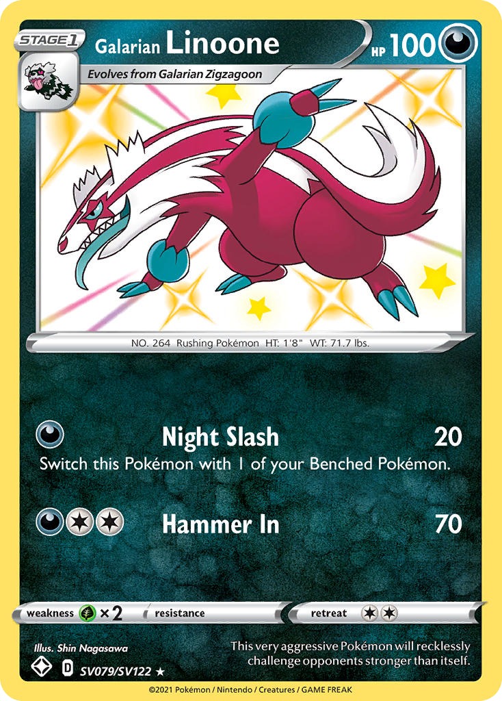 Pokémon Galarian Linoone Sv07 — Shining Fates Shiny Vault PSA 10