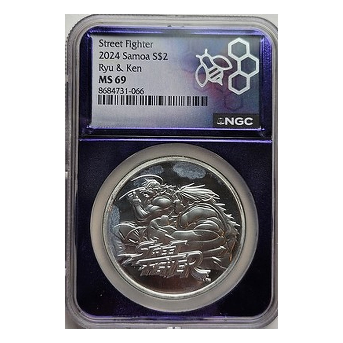 2024 Samoa Street Fighter 1oz Silver Ken vs Ryu NGC MS69 Trader Bea Purple Core