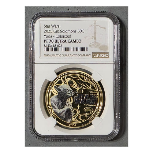 2025 SOLOMON ½$1 - STAR WARS - YODA - NGC PF70 UC COLORED 24K GOLD not niue COIN