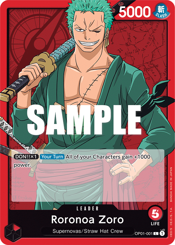 One Piece TCG Roronoa Zoro OP01-001 — Leader Rare PSA 10