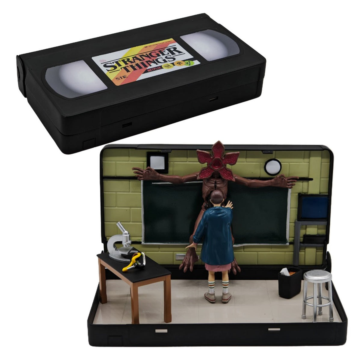 Wilder Toys Stranger Things VHS Stars Eleven and Demogorgon VHS Tape Diorama