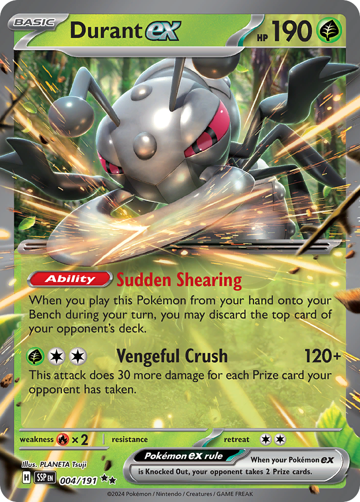 Pokémon Durant ex Ultra Rare 215/191 2024 English PSA 10