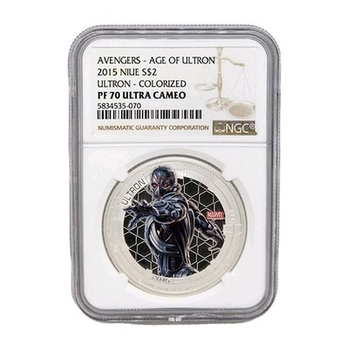 2015 Niue S$2 Marvel Avengers Age Of Ultron 1oz Silver Colorized NGC PF70UC