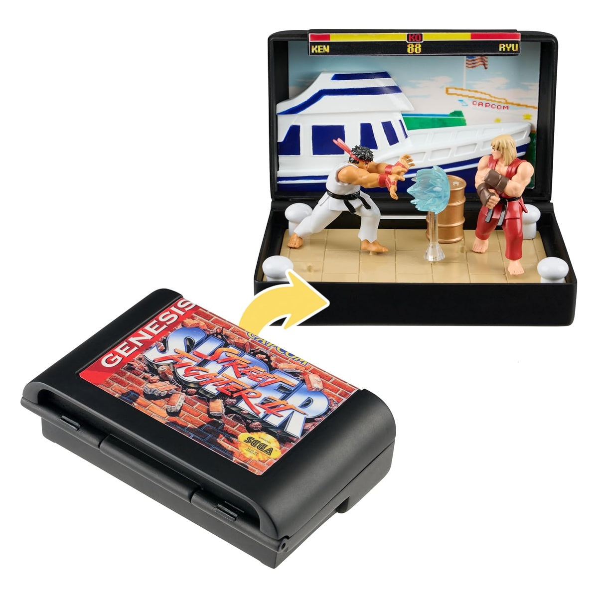 Wilder Toys Street Fighter II Console Heroes Ken Stage (Genesis) Cartridge Diorama